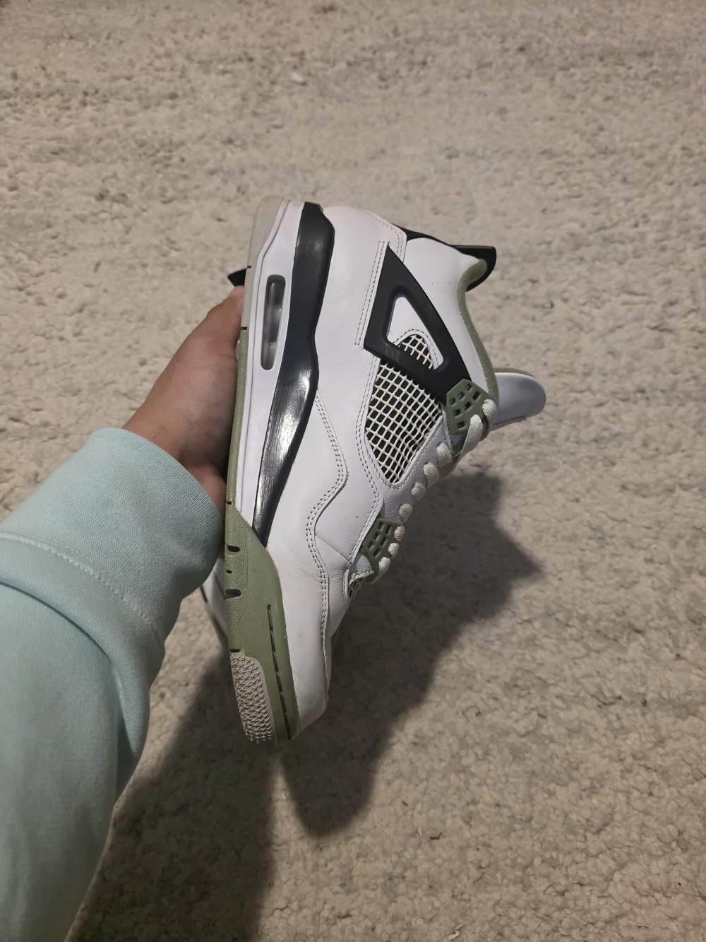 Jordan Men’s White and Olive Green Basketball Sneakers